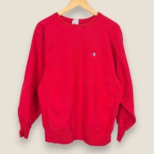 Vintage Champion Reverse Weave Warmup Sweatshirt Men Large Red Crewneck USA Made